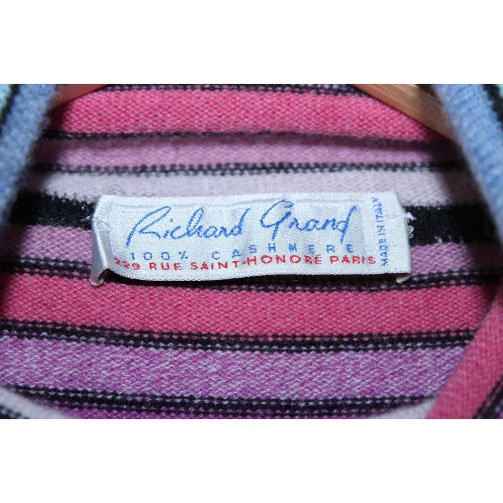 Richard Grand Women's Medium Multicolor Striped Knit Cashmere Turtleneck Sweater